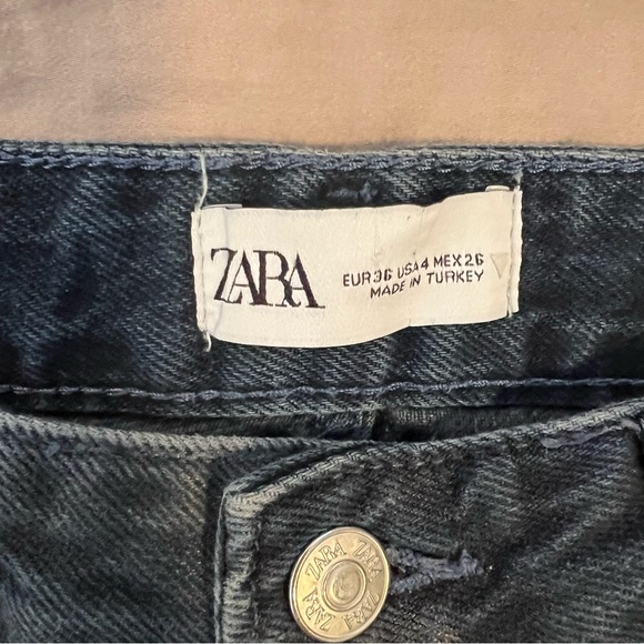 Zara Women's Straight wide Leg Jeans dark blue - Picture 2 of 6